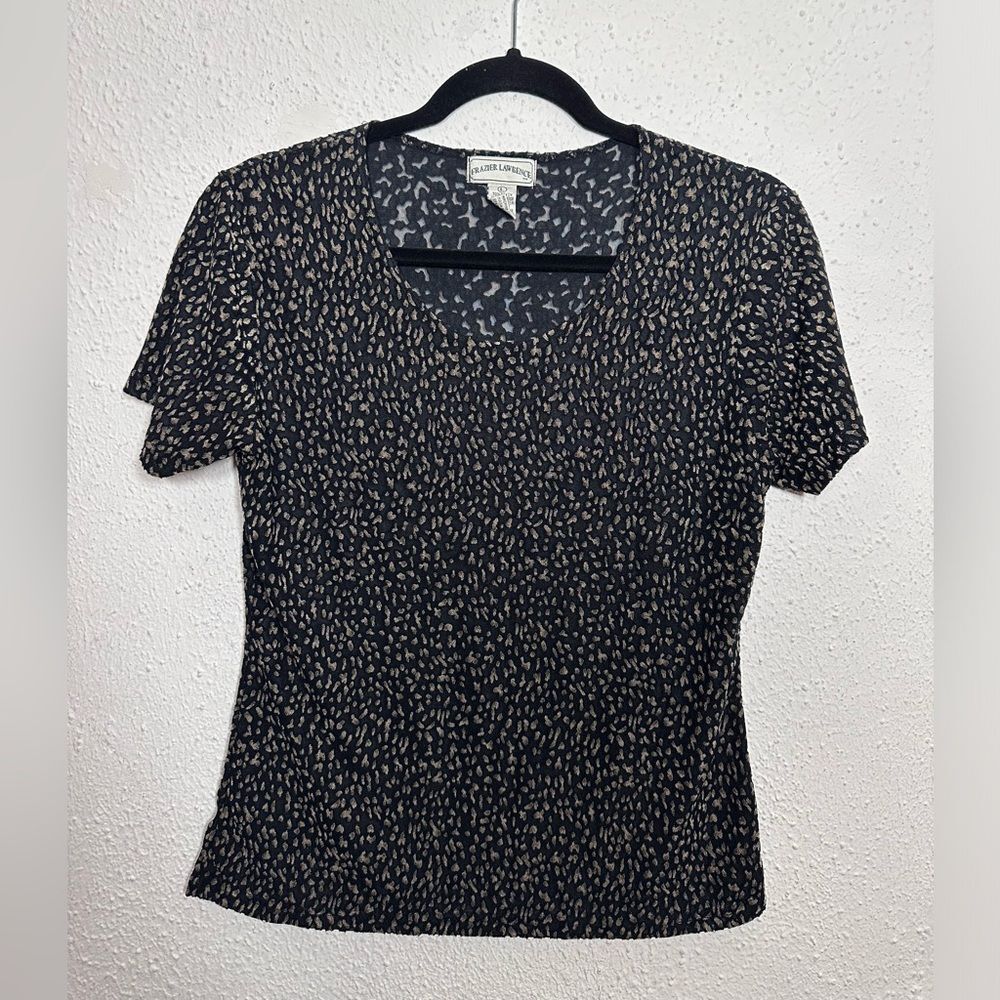 Frazier Lawrence Leopard Print Sheer Shirt size Large